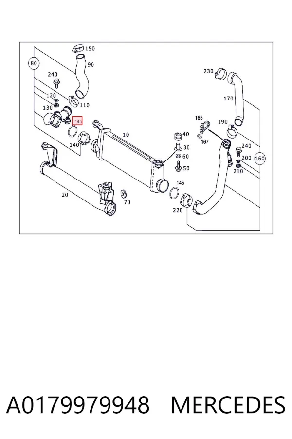 Junta tórica del tubo del intercooler A0179979948 Mercedes