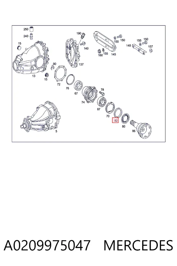 Retén del diferencial del eje trasero A0209975047 Mercedes