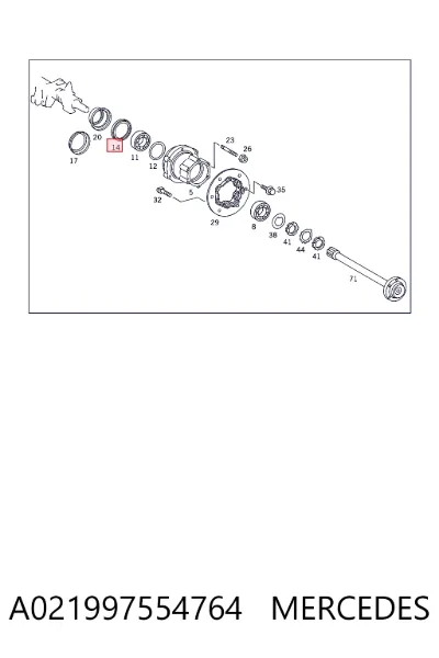 Retén del semieje trasero MERCEDES A021997554764