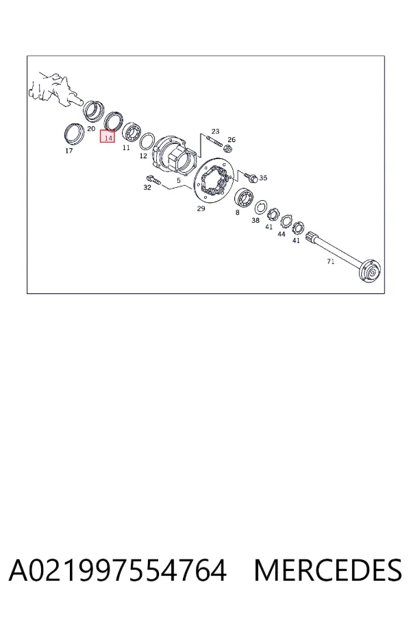 Retén del semieje trasero A021997554764 Mercedes