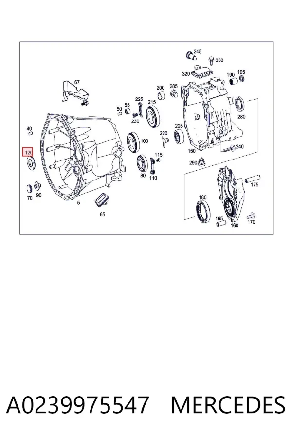 Retén del eje primario de la transmisión A0239975547 Mercedes