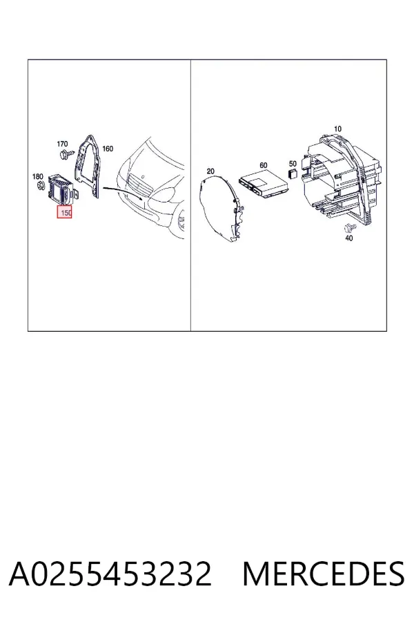 Regulador de velocidad del ventilador de refrigeración (unidad de control) A0255453232 Mercedes