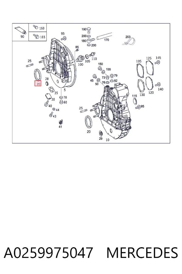 Retén de cigüeñal A0259975047 Mercedes
