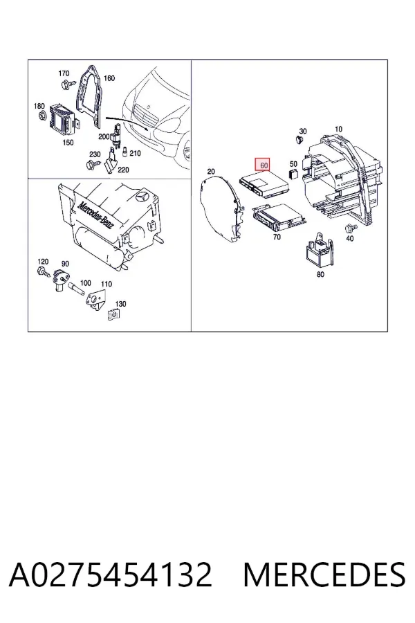 Módulo de control de ESP A0275454132 Mercedes