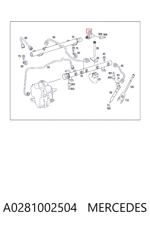 Sensor de presión de combustible A0281002504 Mercedes