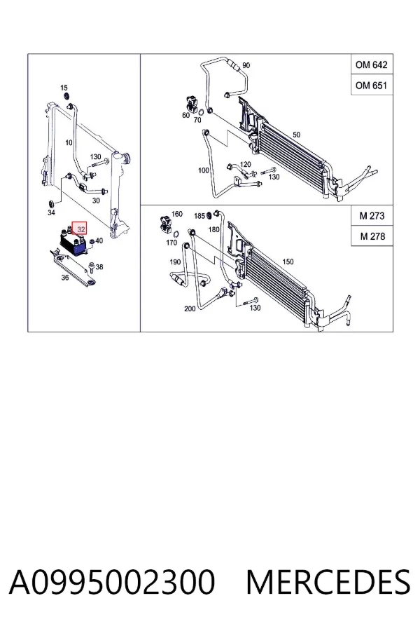 Radiador de refrigeración de la transmisión A0995002300 Mercedes