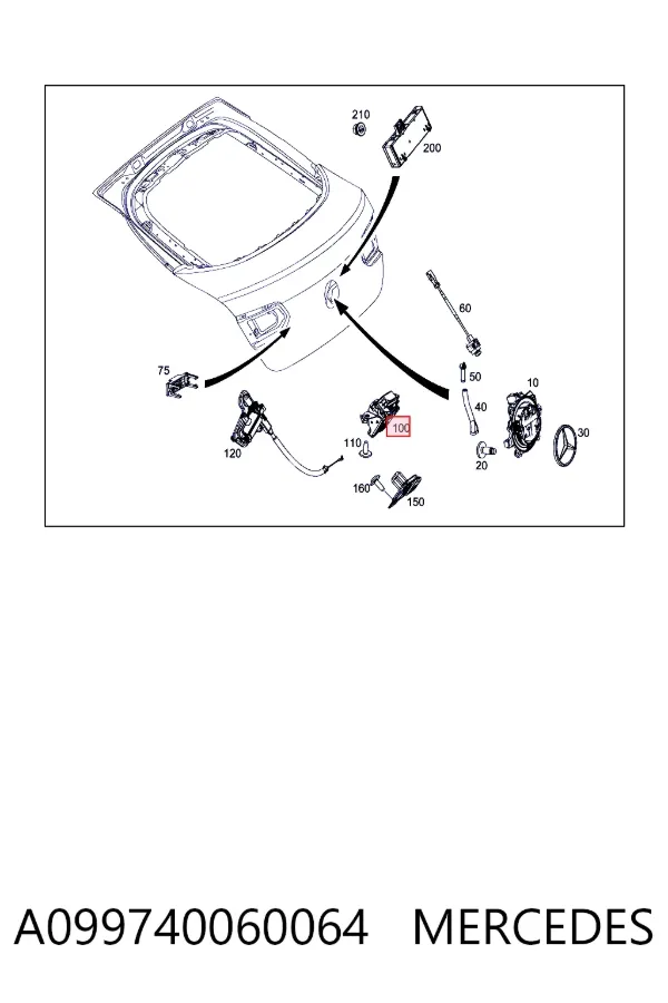Cerradura de maletero A099740060064 Mercedes