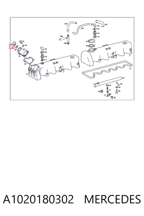 Tapa de aceite de motor A1020180302 Mercedes