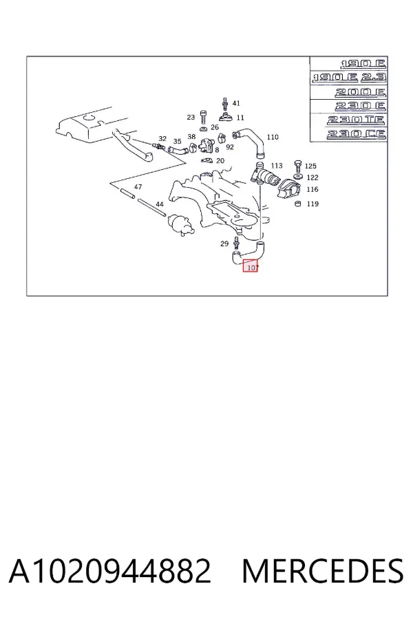 Tubo de ventilación del cárter A1020944882 Mercedes