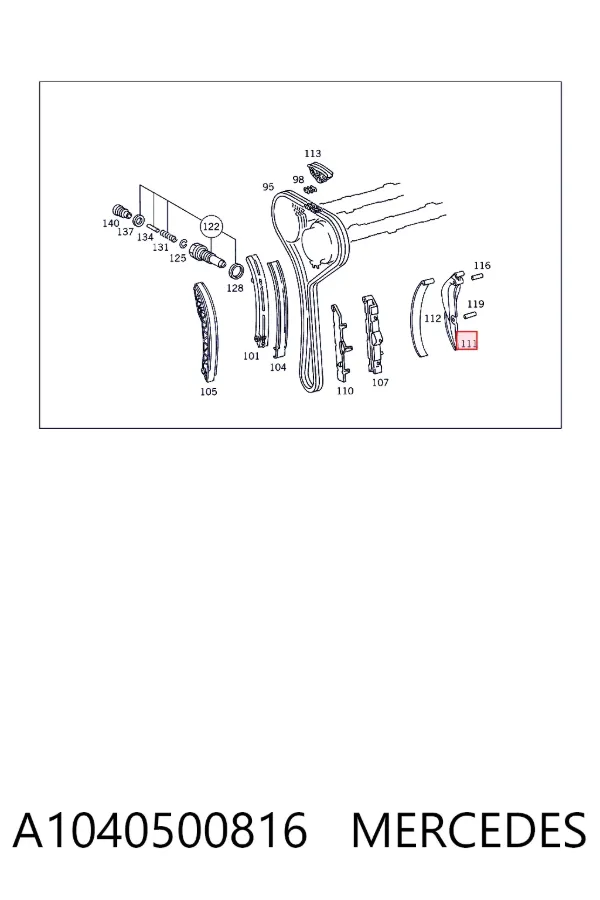 Guía de cadena de distribución A1040500816 Mercedes