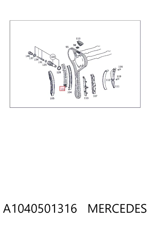 Guía del tensor de la cadena de distribución A1040501316 Mercedes