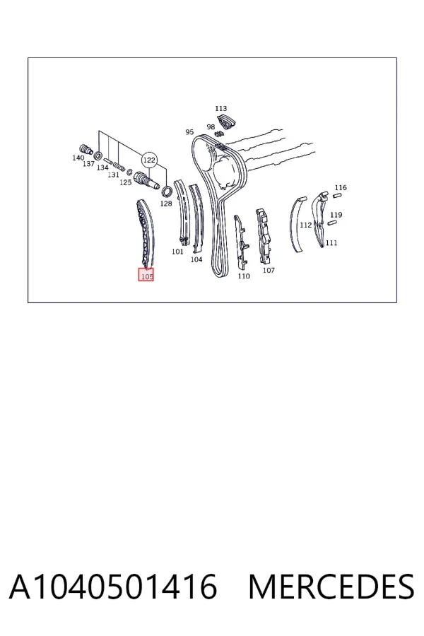 Guía del tensor de la cadena de distribución A1040501416 Mercedes