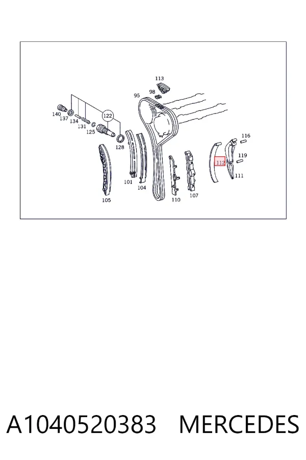 Guía de cadena de distribución A1040520383 Mercedes