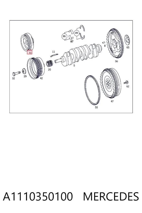 Polea de cigüeñal A1110350100 Mercedes
