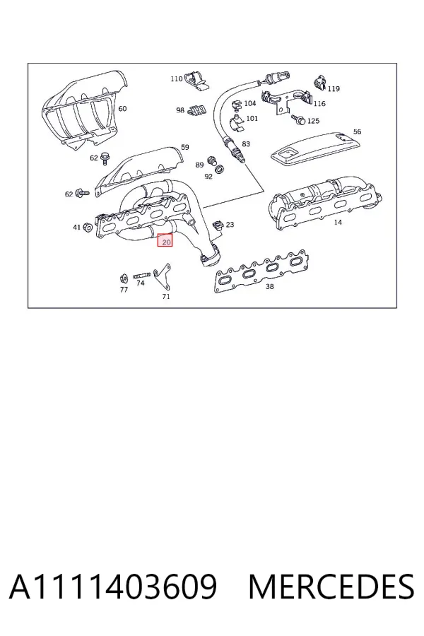 Colector de escape A1111403609 Mercedes