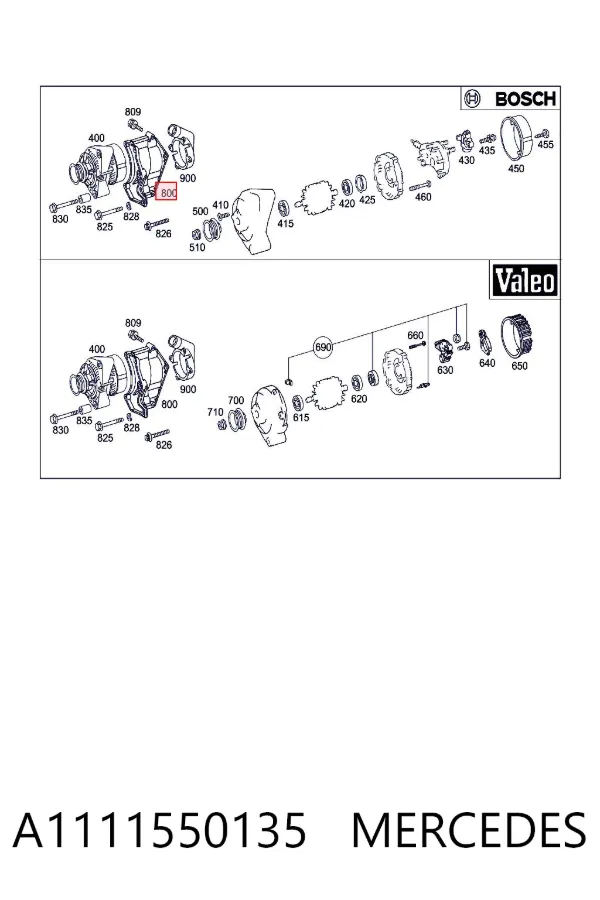 Soporte del alternador A1111550135 Mercedes