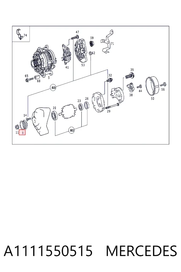 Polea alternador A1111550515 Mercedes