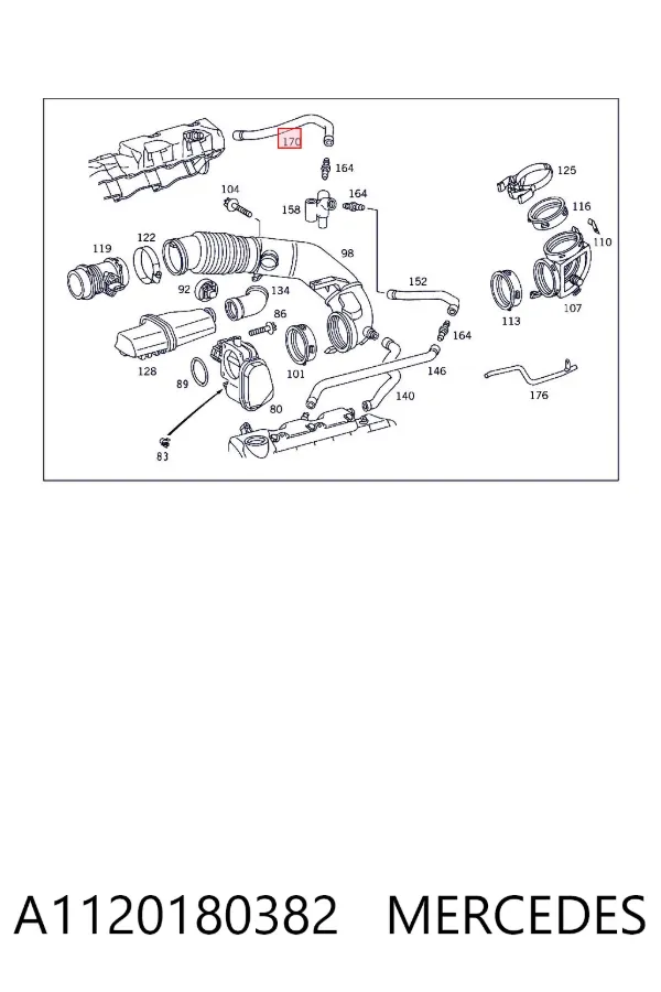 Tubo de ventilación del cárter A1120180382 Mercedes