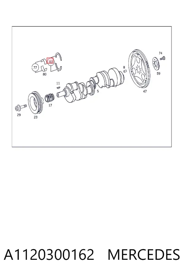 Juego de semiarandelas de empuje de cigüeñal, reparación (0,25 mm), juego A1120300162 Mercedes