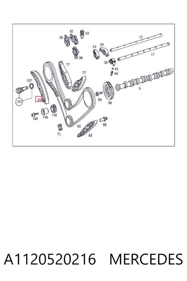 Guía del tensor de la cadena de distribución A1120520216 Mercedes