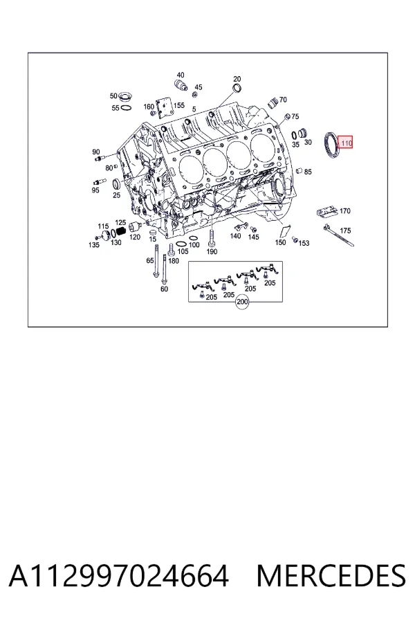 Retén de cigüeñal A112997024664 Mercedes