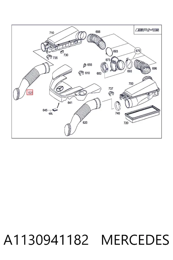 Tubo flexible de aspiración A1130941182 Mercedes