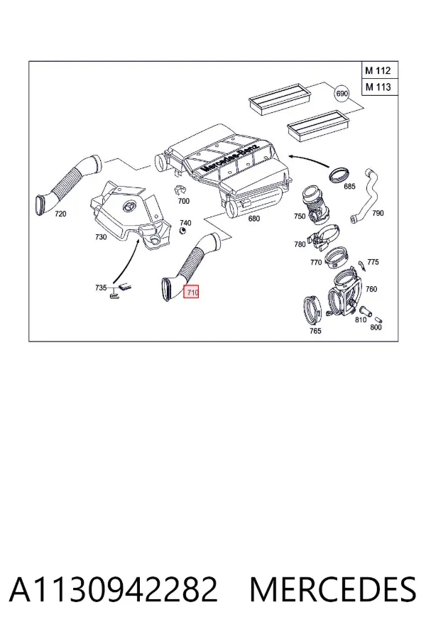 Tubo intercooler A1130942282 Mercedes