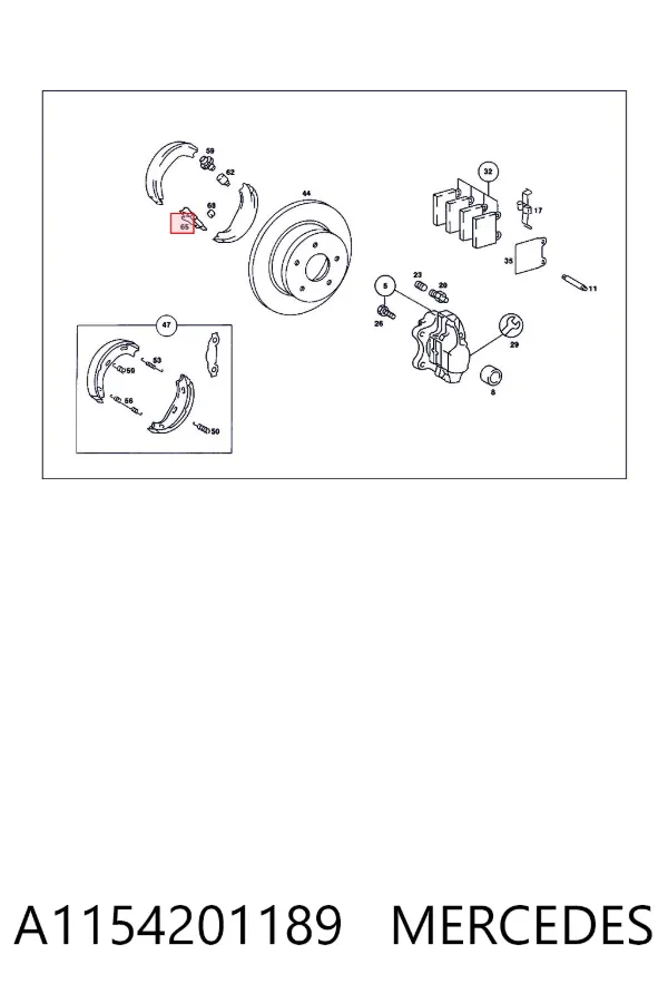 Kit reparación del freno de mano A1154201189 Mercedes