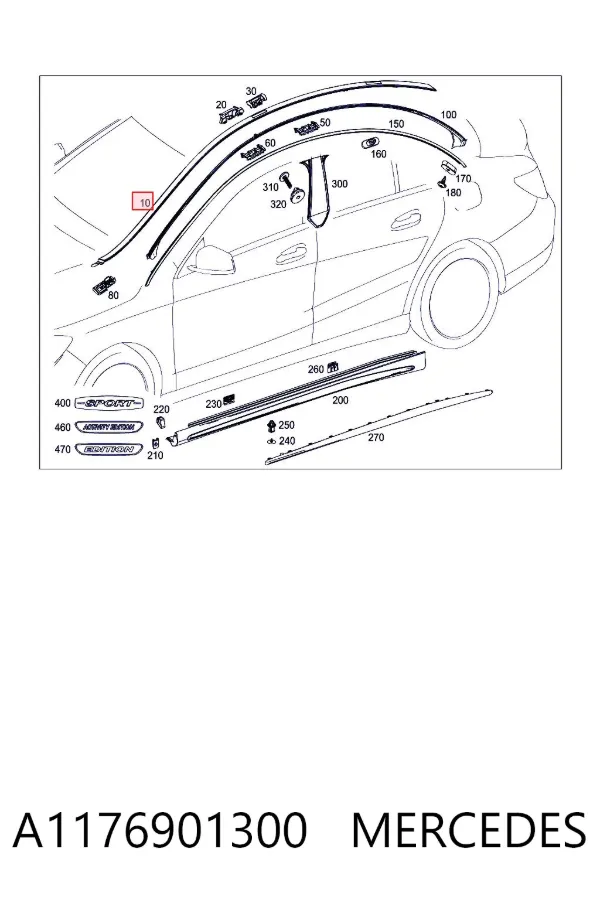 Moldura de techo izquierda A1176901300 Mercedes