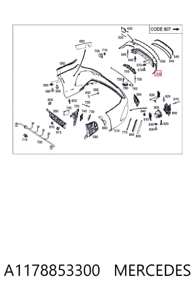 Alerón del parachoques trasero MERCEDES A1178853300
