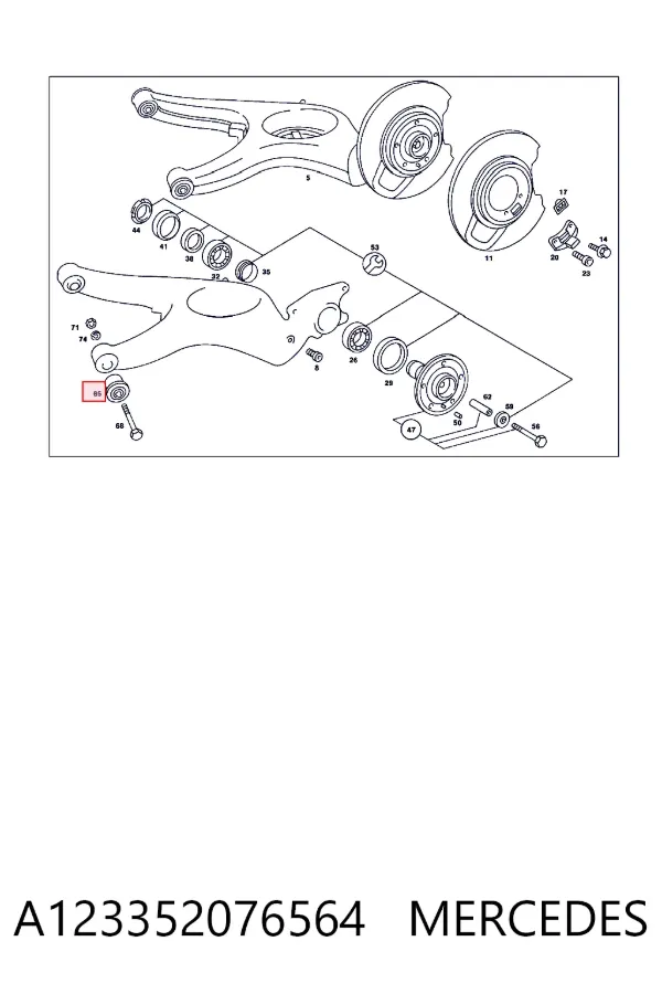 Buje exterior del brazo transversal trasero A123352076564 Mercedes