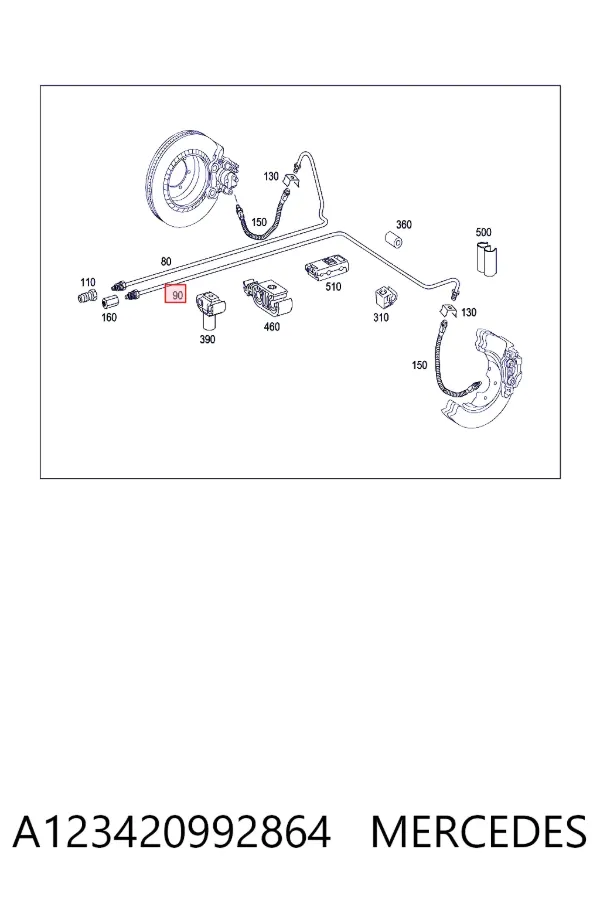 Tubo de freno delantero derecho A123420992864 Mercedes