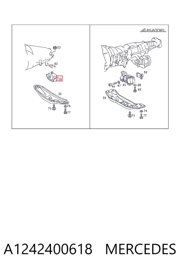 Taco de caja de cambios A1242400618 Mercedes