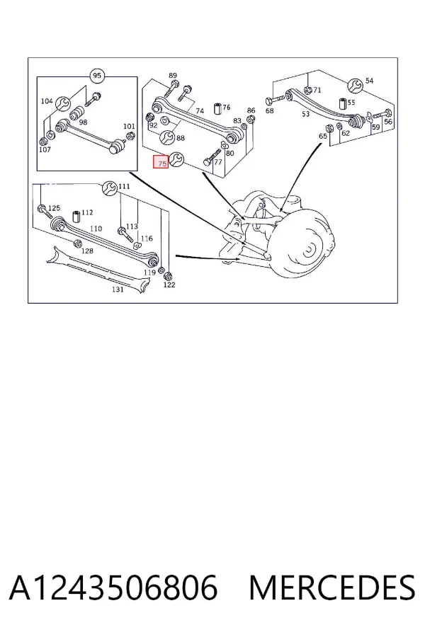 Juego de pernos de fijación del brazo oscilante trasero superior A1243506806 Mercedes