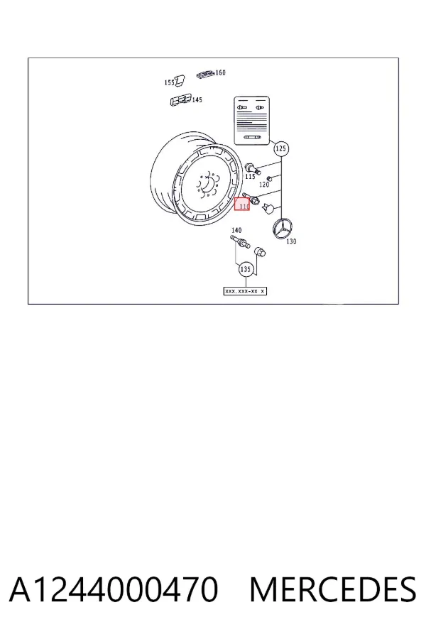 Tornillo de rueda A1244000470 Mercedes