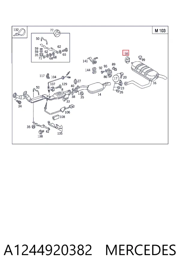 Soporte escape A1244920382 Mercedes