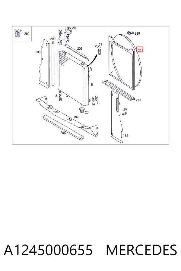Bastidor radiador A1245000655 Mercedes