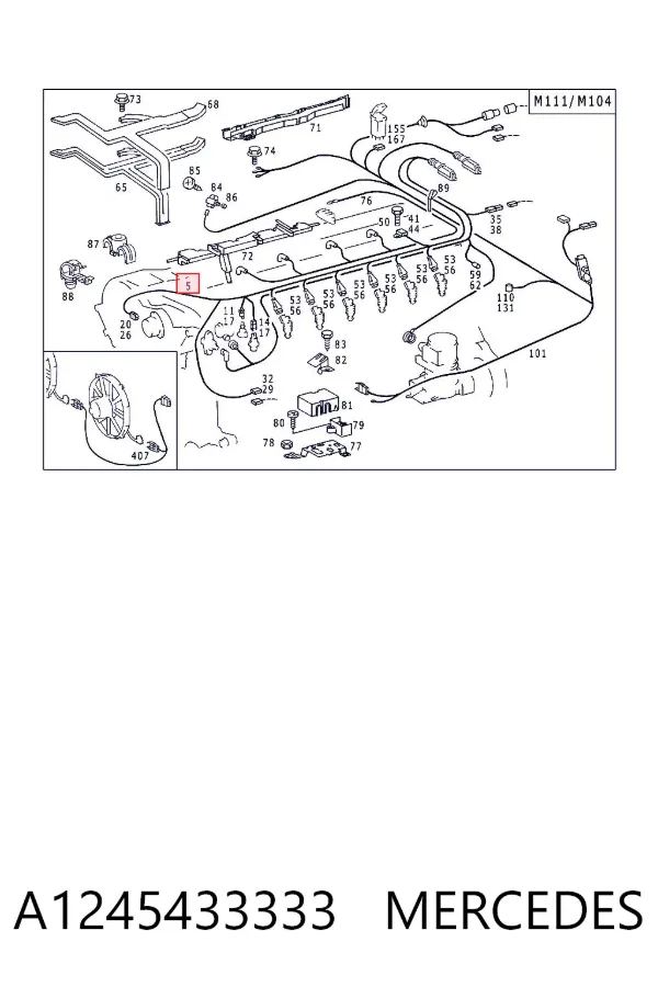 Mazo de cables del compartimiento del motor A1245433333 Mercedes
