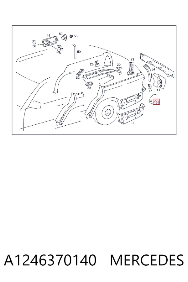 Tapa exterior de la gasolina A1246370140 Mercedes