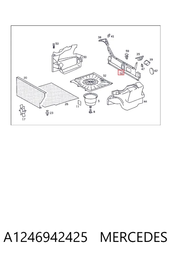 Revestimiento de panel trasero del maletero A1246942425 Mercedes