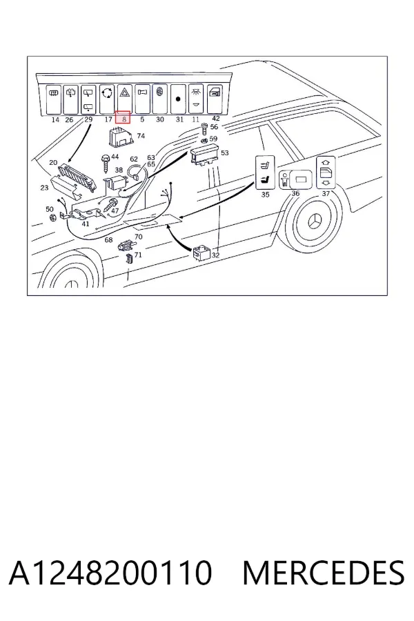 Boton de luz de emergencía A1248200110 Mercedes