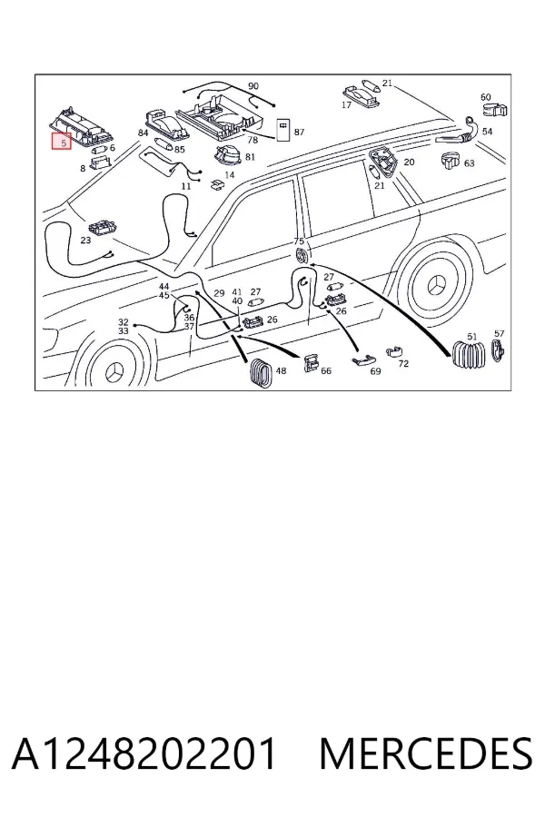 Luz de techo interior (cabina) A1248202201 Mercedes