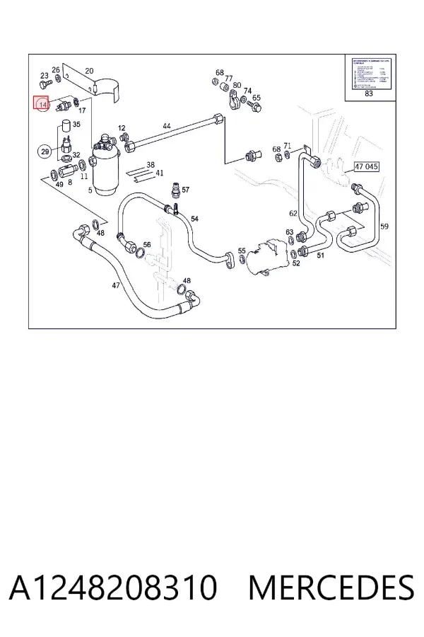 Sensor de presion de aire acondicionado A1248208310 Mercedes
