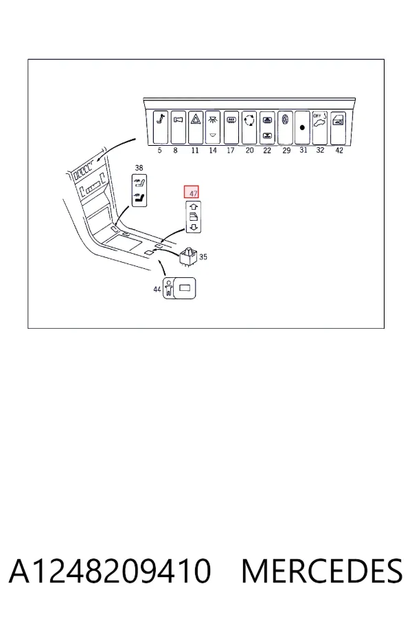 Unidad de control de elevalunas trasero A1248209410 Mercedes