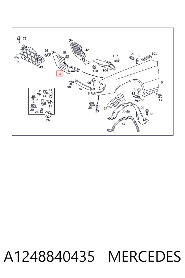 Guardalodos interior delantero derecho A1248840435 Mercedes