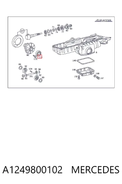 Cojinete del diferencial del eje trasero MERCEDES A1249800102