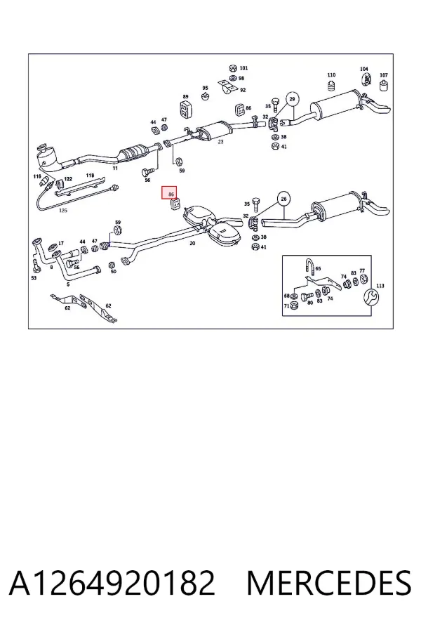 Soporte escape A1264920182 Mercedes