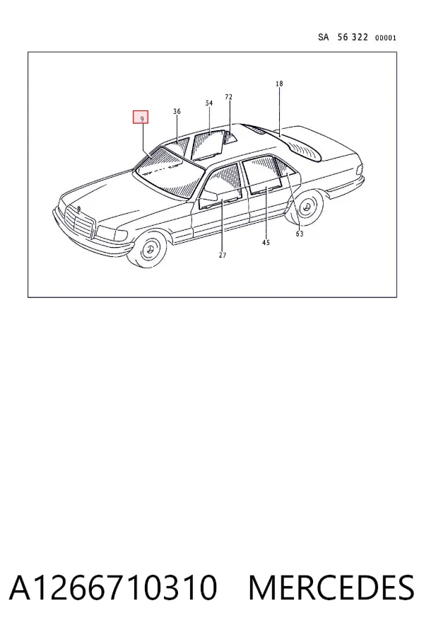 Parabrisas Mercedes S W126