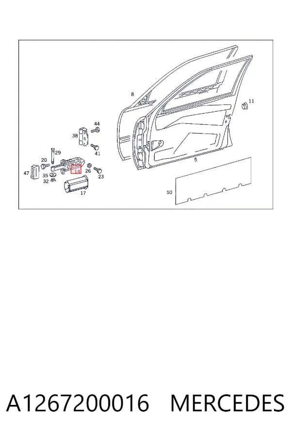 Limitador de apertura de puerta delantera A1267200016 Mercedes