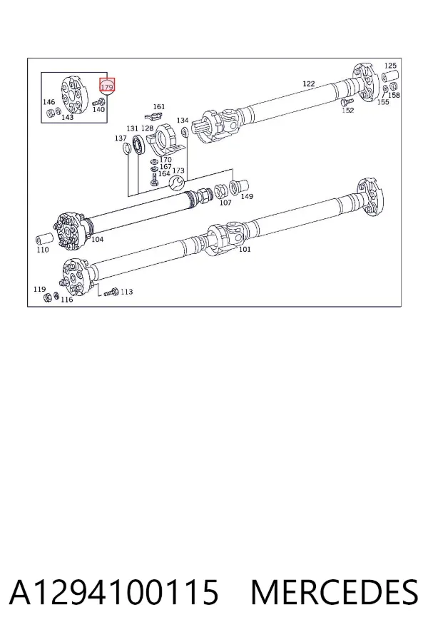 Acoplamiento elástico del cardán delantero/trasero A1294100115 Mercedes